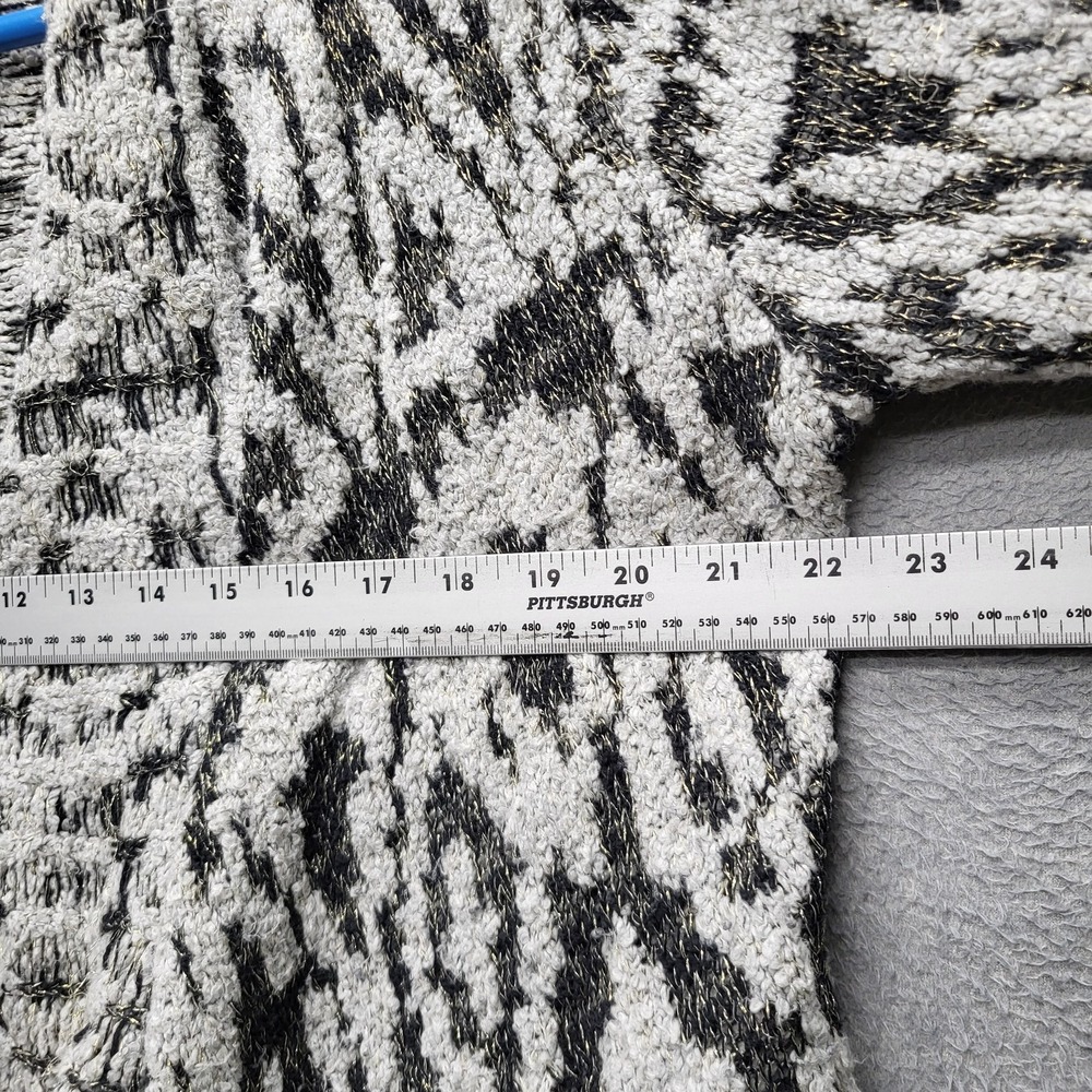 Lucky Brand Women Cardigan L‎ Black Geometric Metallic Aztec Coastal Grandmother - Picture 7 of 9